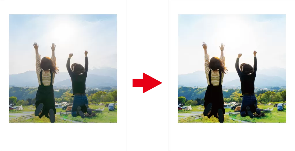 チェキ風印刷（明るさ・コントラスト調整）