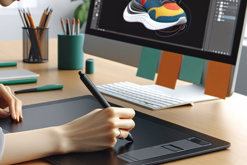 レタッチ作業する女性