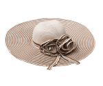 ベージュのつば広ハット