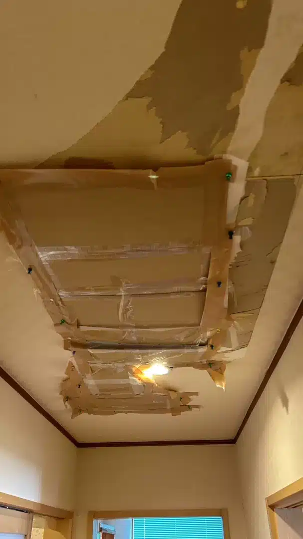 天井のクロスが剥がれている状態