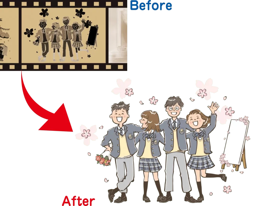 ネガフィルム印刷のBeforeAfter