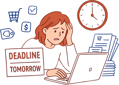 締め切りに追われる女性