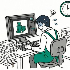 画像の切り取りに追われて悩む男性